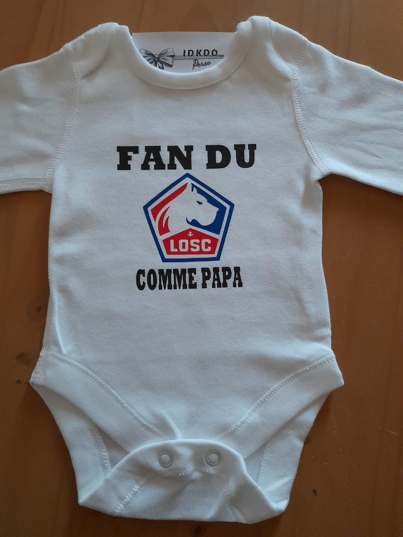 Body bébé personnalisé Fan du LOSC comme papa possibilité de modifier le mot papa par celui de votre choix image 1