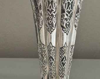 Stunning handmade silver vase, tabletop, decor inspired by Persian Artists.