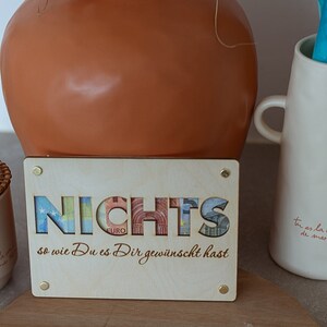 Geldgeschenk / Geschenkkarte Holz / Personalisierbar / Holzbild / Geldhalter NICHTS