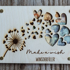 Geldgeschenk / Geschenkkarte Holz / Personalisierbar / Geldkarte / Geldhalter Pusteblume / Wunscherfüller