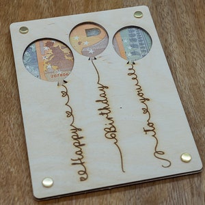 Geldgeschenk / Geschenkkarte Holz / Personalisierbar / Holzbild / Geldhalter Weltkarte
