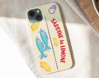 Lata de pescado vintage Amalfi Sardine al Limone en crema, funda fina y brillante para teléfono