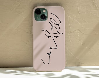 Boho minimalista arte de línea fina dibujo garabato simple moderno Diana sucia en beige, funda de teléfono delgada brillante