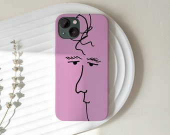 Arte minimalista de línea fina dibujando garabatos simples y modernos Clever Adrian en rosa, estuche delgado brillante