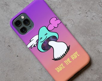 Tome el paseo, naranja púrpura, hongo, estuche delgado para teléfono