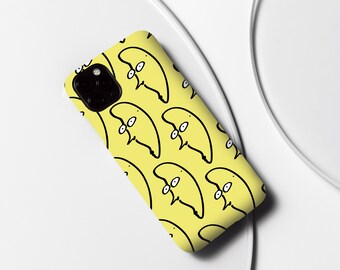 Divertida luna de plátano, cómic artístico en amarillo limón, funda de teléfono delgada y brillante