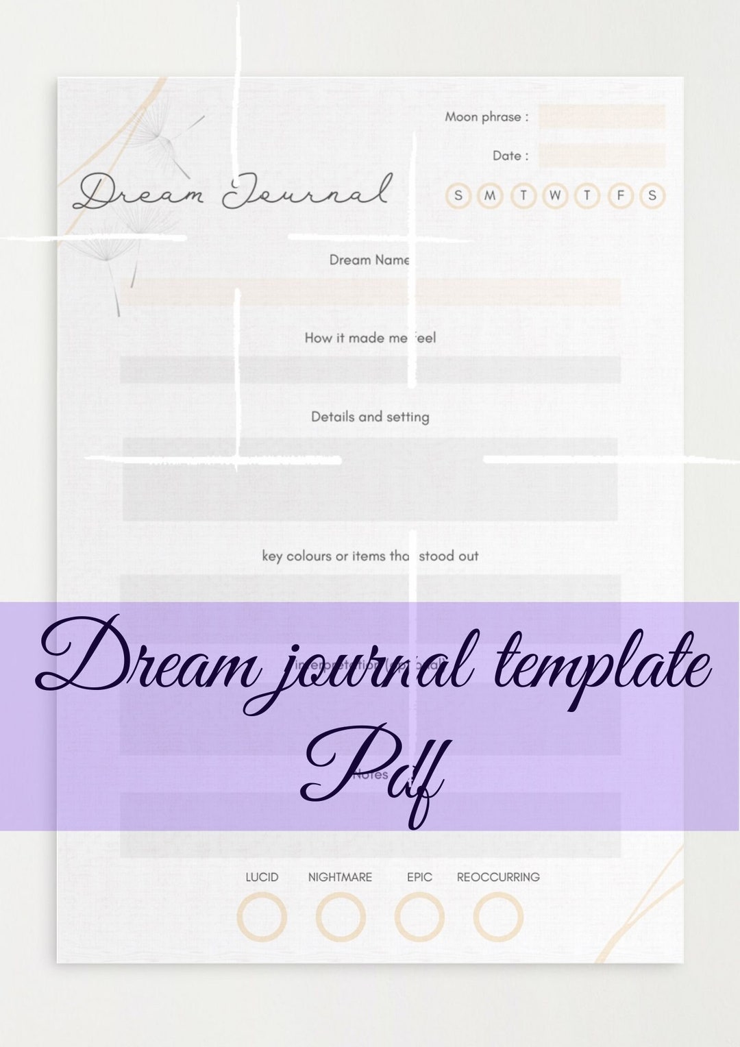 Dream Diary Template / Dream Journal Template / Dream Notes /dream Dream Diary Template / Dream Journal Template / Dream Notes /dream