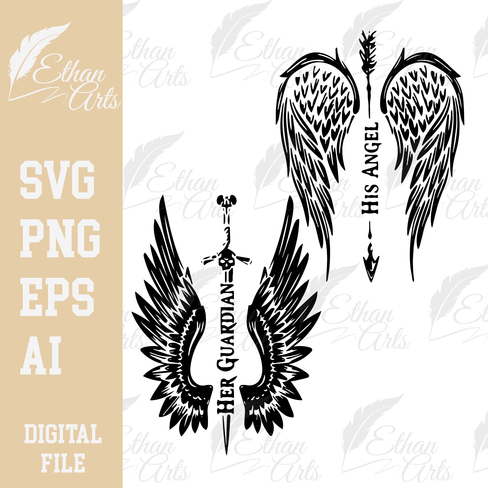 His Angel Her Guardian Couple SVG Valentine&rsquo;s Day 14 - Etsy Australia