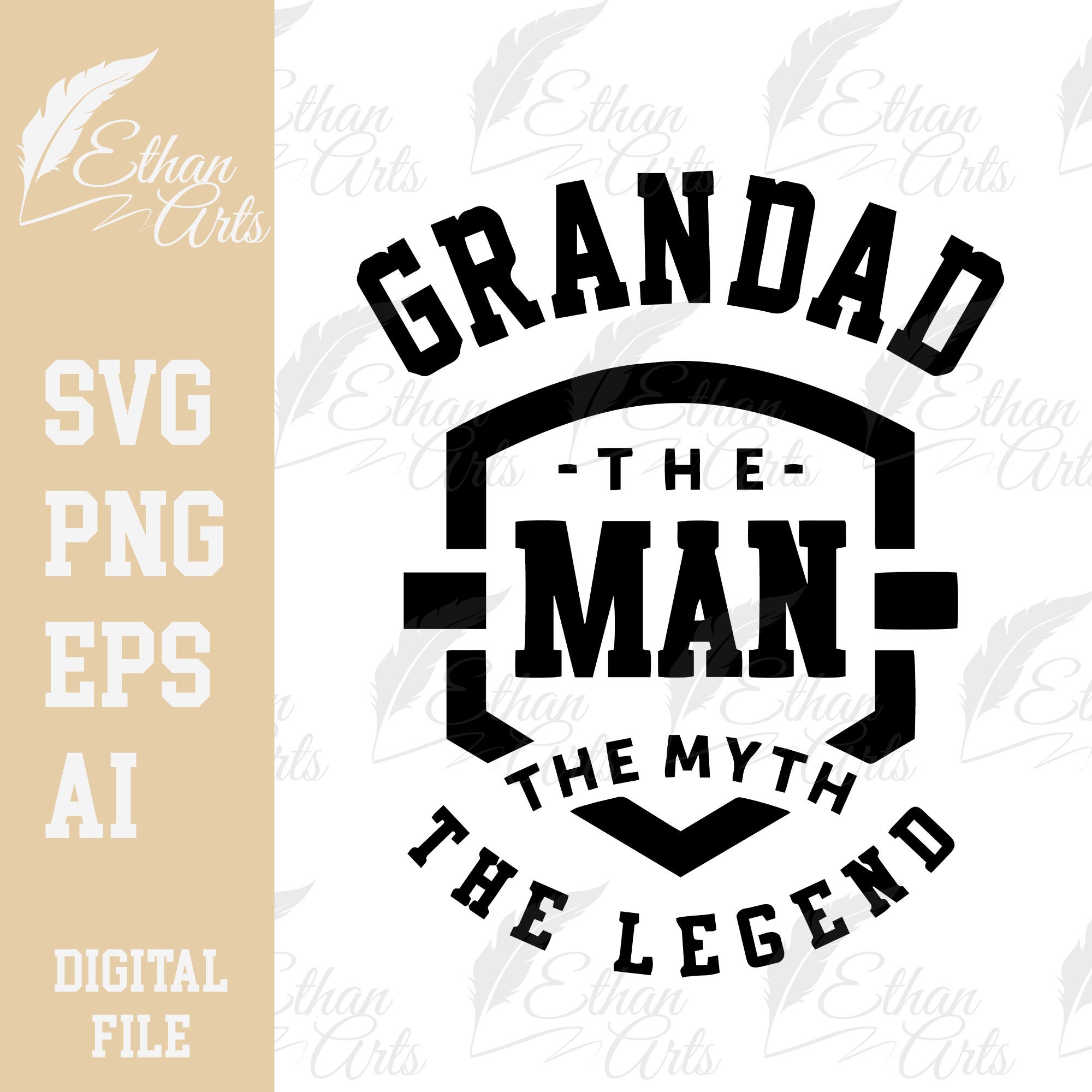 Grandad the Man the Myth the Legend SVG PNG EPS Grandpa - Etsy Australia