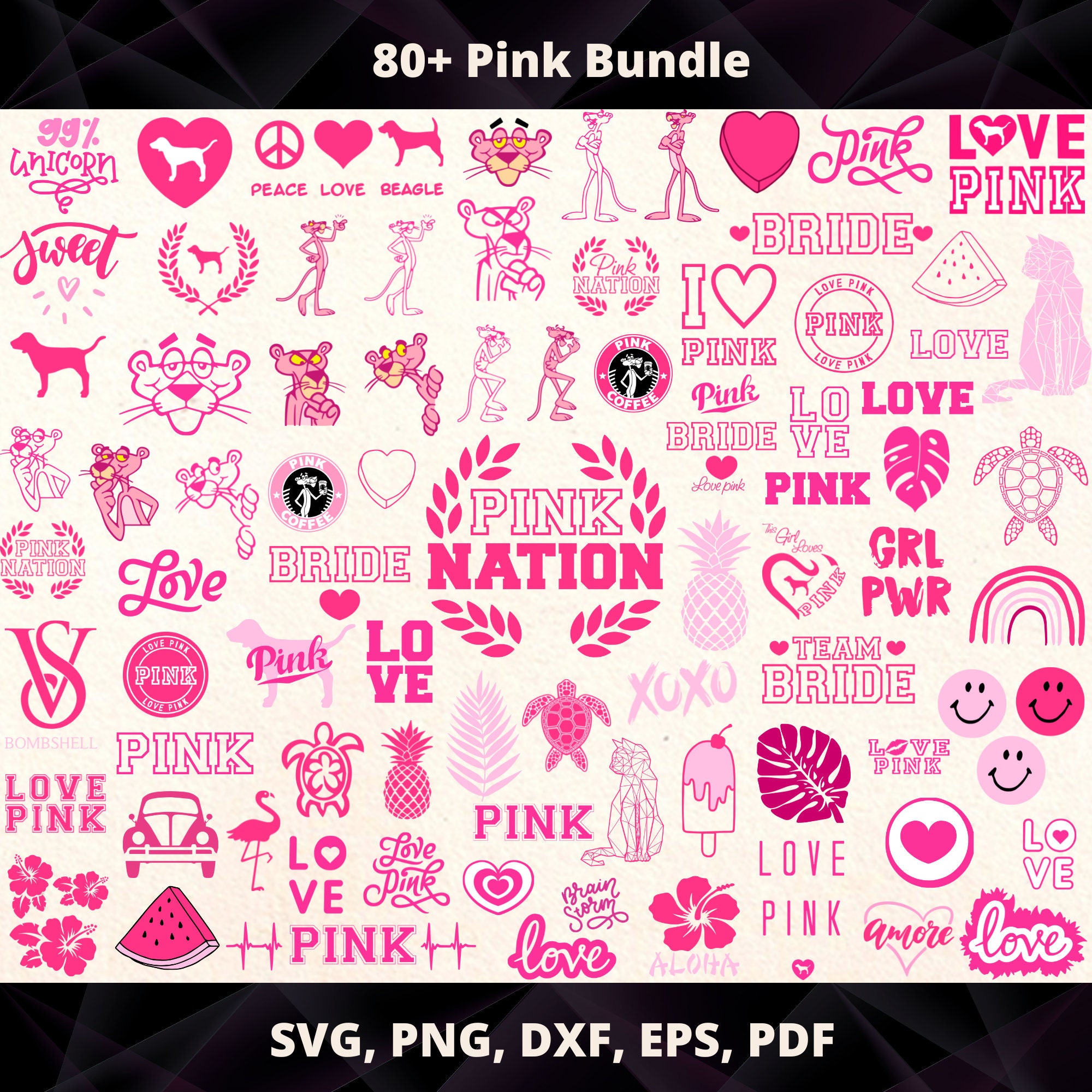 Love Pink Love Pink SVG Bundle Love Pink Clip Art Bundle - Etsy