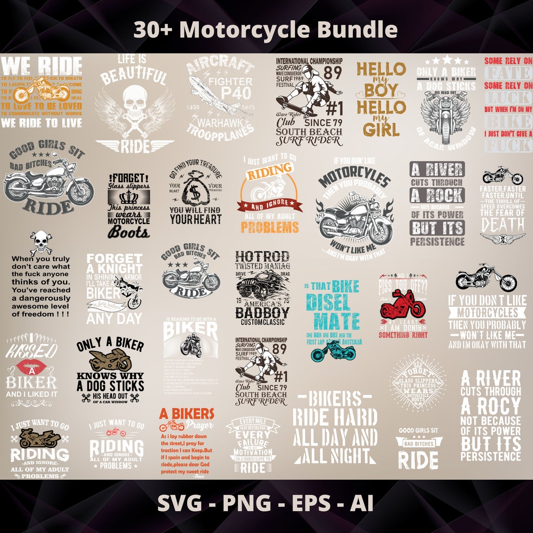 Biker Svg Motorcycle Svg Bundle Motorbike Svg Chopper Svg Cruiser Svg