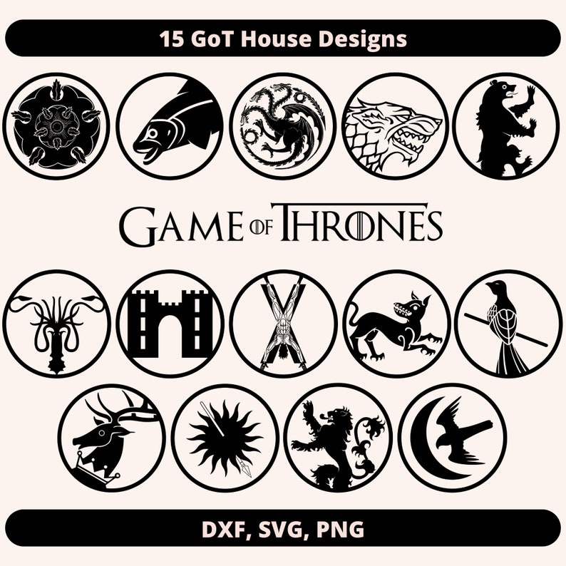 Game of Thrones Houses Svg House Crests Cut Files Etsy