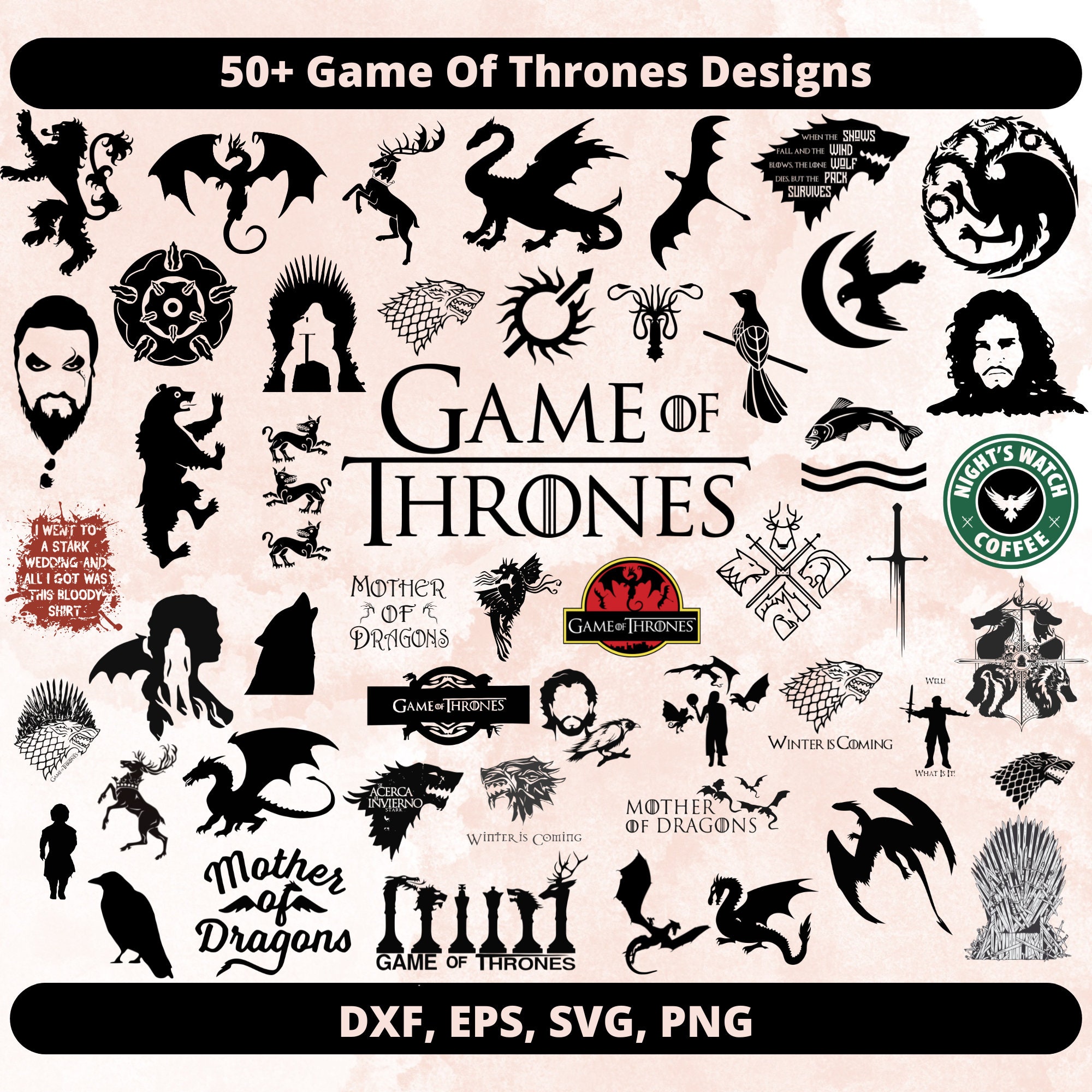 Game of thrones logo SVG cutting files for Cricut and Silhouette Cameo -  GOT logo png clipart - Game of thrones dxf vector files