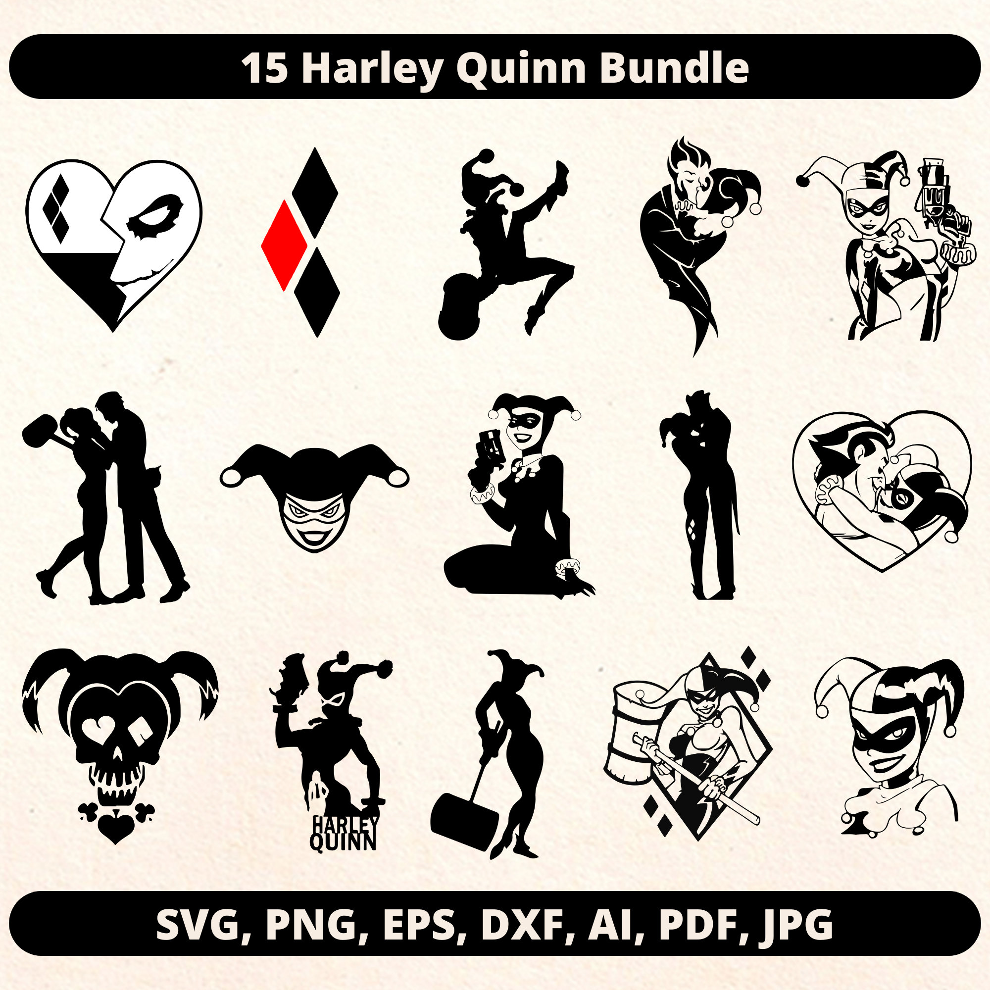 Harley Quinn Svg File Set Svg Bundle Layered Cricut Etsy Uk | The Best ...