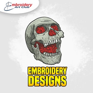 Roundworms Skull Embroidery Designs | Skull Machine Embroidery | Halloween Embroidery Designs  | PES Digital File | Halloween designs