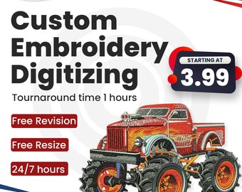 Custom Embroidery Digitizing, Logo Digitizing, Embroidery Digitizing Service, Image Digitizing Embroidery, Custom Digitize
