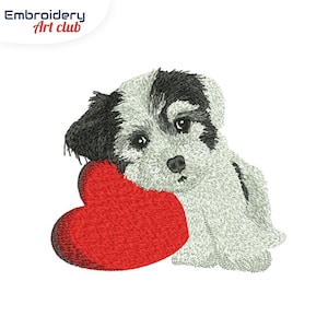 Dog Embroidery Designs beautiful heart dog Machine Embroidery Digital File