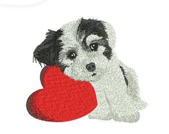 Dog Embroidery Designs beautiful heart dog Machine Embroidery Digital File