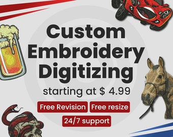 Custom Embroidery Digitizing, Emb file, digitize embroidery design, custom order, DST File,Digitize Embroidery,Embroidery Digitizing service