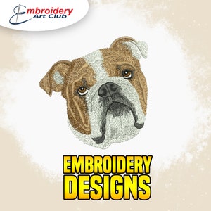 Bulldog Embroidery Designs | Dog Machine Embroidery Designs | Digital Embroidery | PES Digital File | Hoop size 5x7
