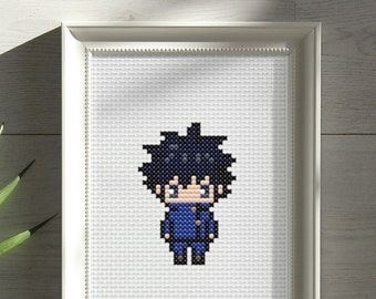Megumi Fushiguro Cross Stitch Pattern: Anime Pixel Art (PDF Pattern)