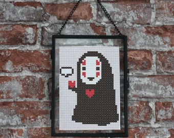Ghibli No-Face Valentine Heart Cross Stitch Pattern