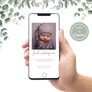 Digital Elegant Birthday Invitation, Electronic Picture Invite Canva, Electronic Birthday Invite, Mobile Phone Text Email Evite