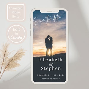 Digital Save The Date Video Invitation, Electronic Animated Invite, Canva, Electronic Save The Date Evite, Mobile Phone Wedding Email SMS