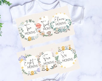 Neutral Monthly Milestone Cards | Printable Monthly Milestone Cards | Baby Milestone Card | Babyshower Gift |Milestone Cards Set 1-12 Months