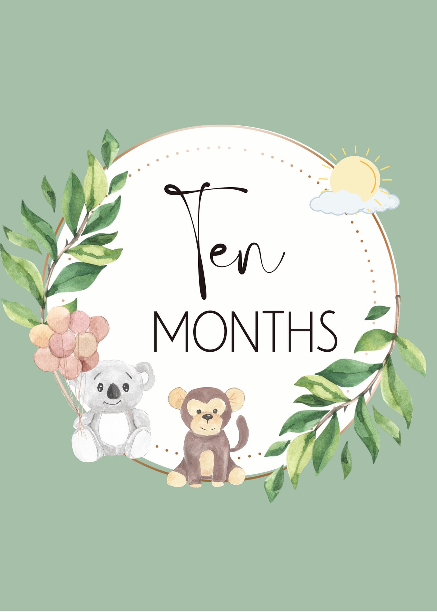 Green Monthly Milestone Cards | Printable Monthly Milestone Cards ...