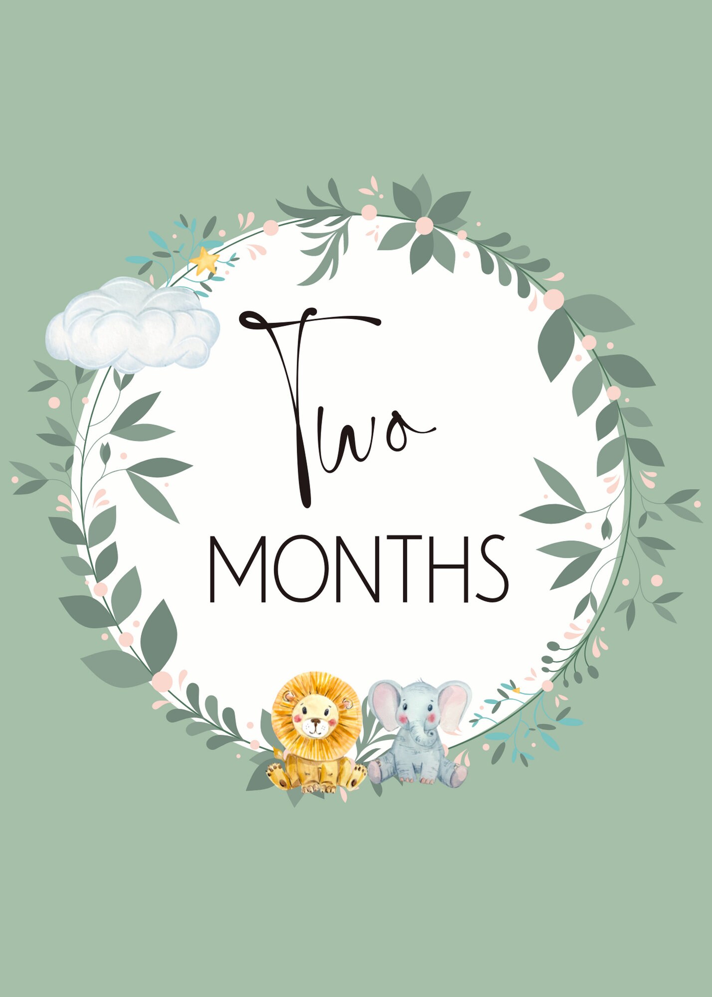 Green Monthly Milestone Cards Printable Monthly Milestone Cards ...
