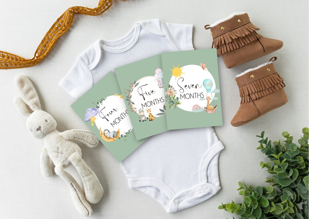 Green Monthly Milestone Cards | Printable Monthly Milestone Cards ...