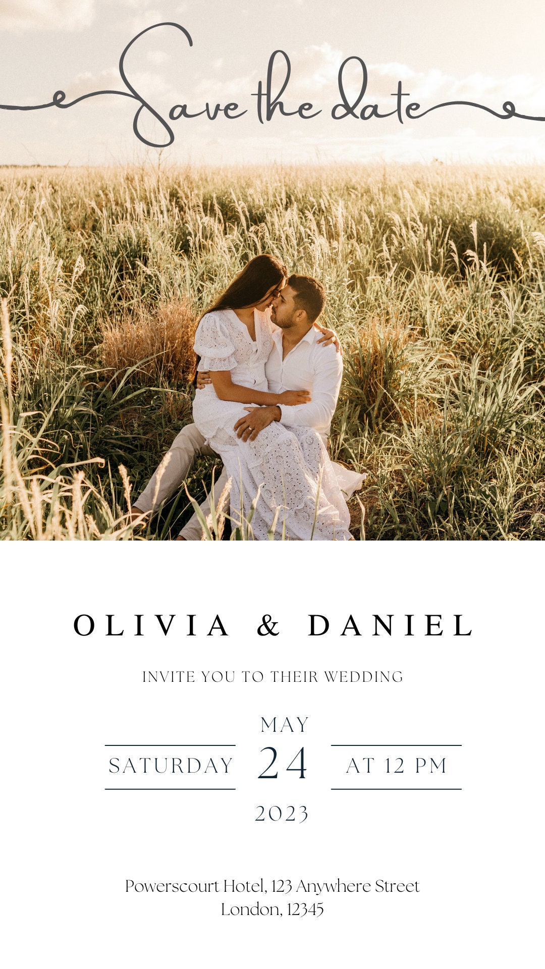 Digital Save the Date Invitation Electronic Invite Canva Electronic