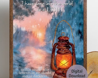 I Have Come into this World as a Light Christian Wall Art | Bible Verse Print | Scripture Art
