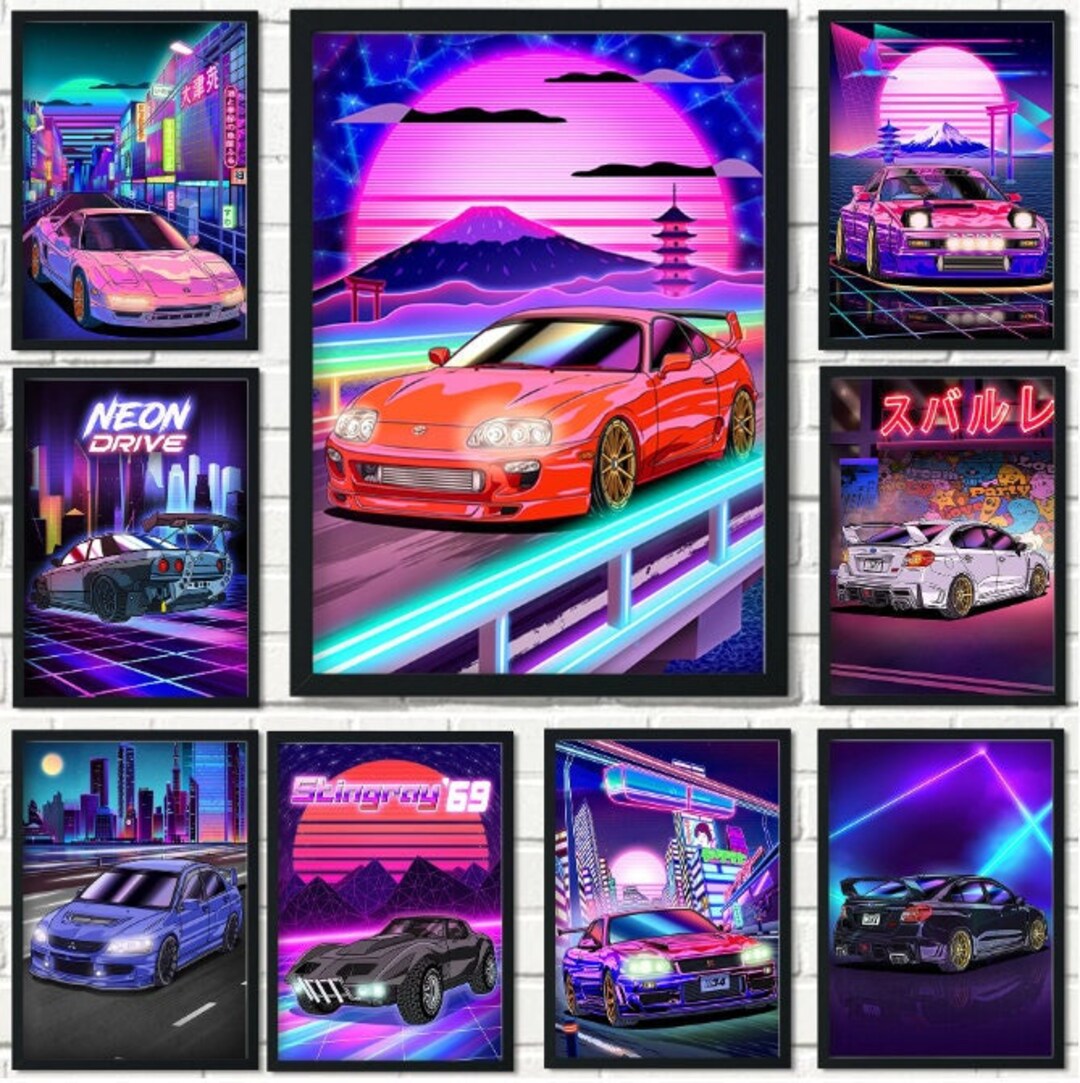 JDM 80s Neon Style Posters Car Wall Art 21 X 30cm 50 X Etsy