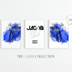 Personalized Game Controller Prints | Set of 3 Gaming Prints | Boys Bedroom Decor | Game Room Decor | Custom Gaming Wall Art |Video Game Art