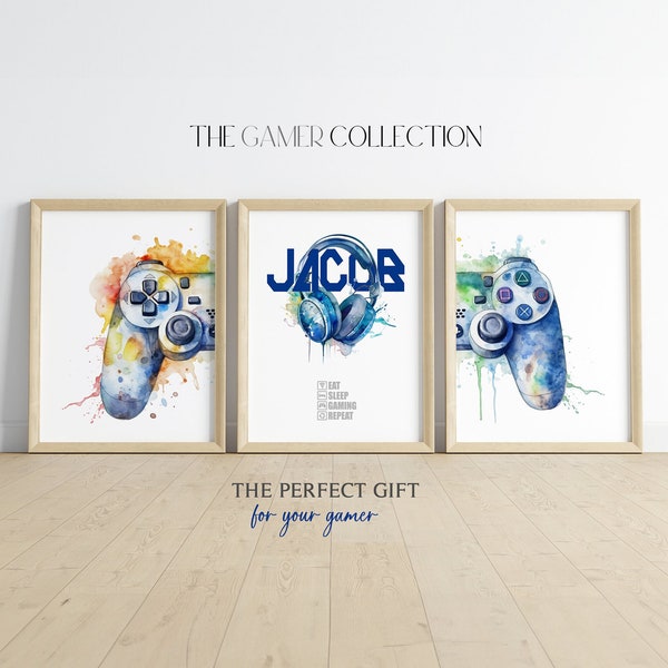 Gaming Print | Set of 3 Personalized Gaming Prints | Gamer Gift | Games Room Wall Art | Boys Bedroom Decor | Contemporary Gamer Prints