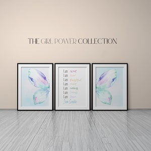 Girls Personalized Affirmation Prints | Girls Bedroom Butterfly Decor | Butterfly Rainbow Wall Art | Girl Positive Prints | Playroom Decor