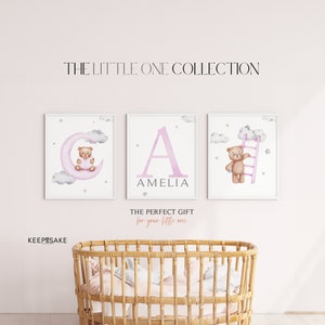 Set of 3 Teddy Bear Print | Bear Nursery Decor | Baby Girl Print | New Baby Pink Nursery Decor | Neutral Nursery Decor | Pink Nursery Print