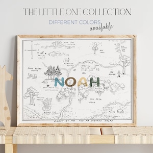 100 Acre Holzkarte | Benutzerdefinierte Original Pooh Map | Pooh 100 Aker Druck | Pooh Bär Kinderzimmer | Personalisierte 100 Aker Karte | Neutraler Jungen-Kindergarten