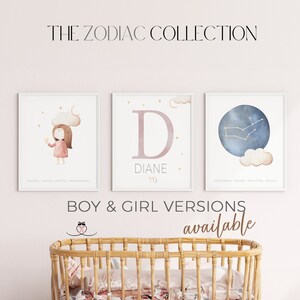 Personalized Virgo Constellation Print, Set of 3 | Star Sign Gift | Custom Astrology Nursery Print | Zodiac Sign Gift | Nursery Boho Decor