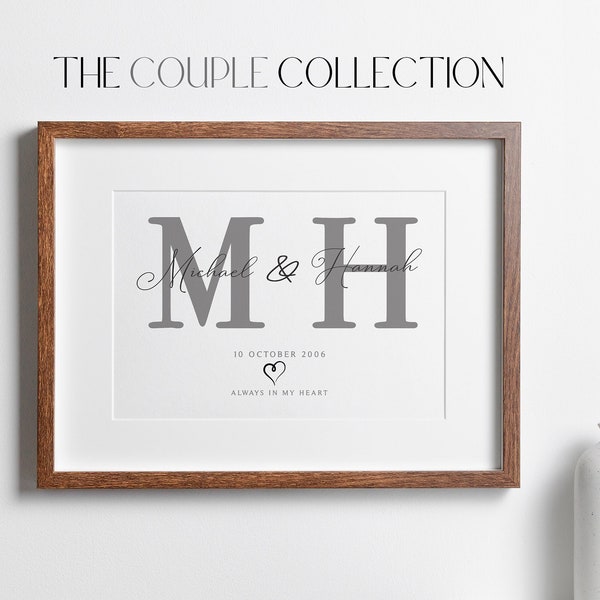 Couple Print | Love Couple Print | Initial Name Couple Sign | Custom Couple Gift | Anniversary Gift | Custom Name Decor | Engagement Gift