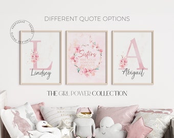 Personalized Sister Prints | Watercolor Flower Girls Room Decor (Digital Download)