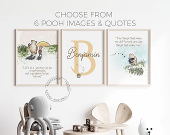 Personalized Winnie the Pooh Nursery Prints | Storybook Quote Printable Wall Art
