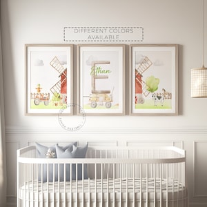 Farm Nursery Decor | Farm Nursery Prints | Barn Yard Animals | Barn Yard  Animals | Farm Tractor Print | Farm Boy Room Wall Art | Name Print