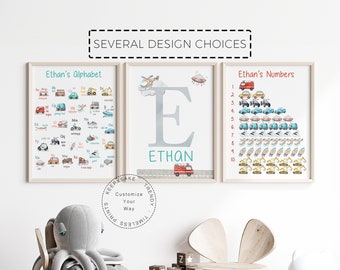 Personalized Transport ABC Print Set, Boys Nursery Decor (Digital Download)