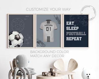 Sports Posters Patent Prints | Soccer Prints, Set of 3 | Sports Fan Gift Wall Art | Custom Soccer Posters |Boys Sports Bedroom Print