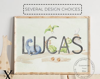 Personalized Dinosaur Name Print | Watercolor Nursery Decor (Digital Download)