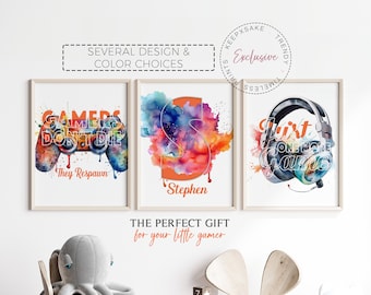 Gamer Room Prints: Custom Controller, Headphones Wall Art (Digital Download)