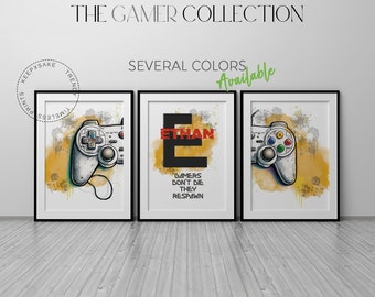 Personalized Gaming Controller Prints Set | Tomb Raider Font (Digital Download)